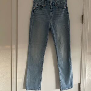 Gap classic straight high-rise, light wash, size 8 short.